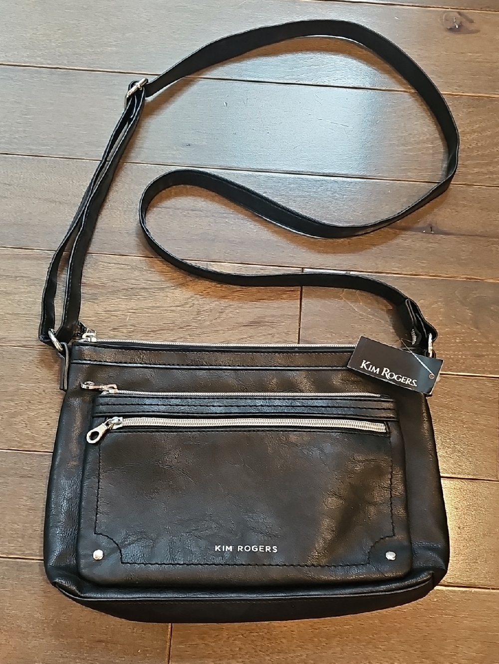 Kim Rogers Black Faux Leather Crossbody Purse, NWT